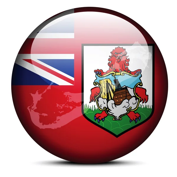 Mapa en el botón de bandera de Bermudas — Archivo Imágenes Vectoriales
