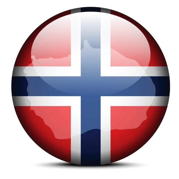 Carte sur le bouton drapeau de l'île de Bouvet — Image vectorielle