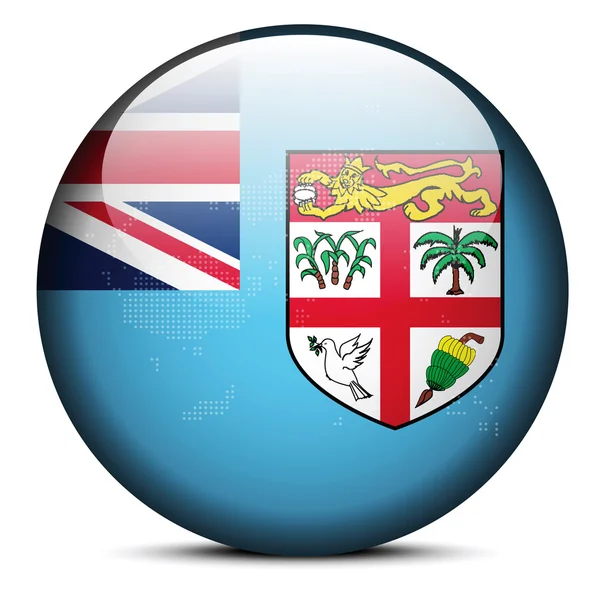 Mapa en el botón de la bandera de Republic of Fiji — Archivo Imágenes Vectoriales