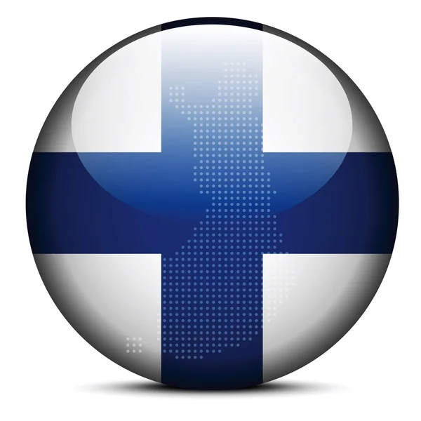 Karte mit Punktmuster auf Flaggenknopf der Republik Finnland — Stockvektor