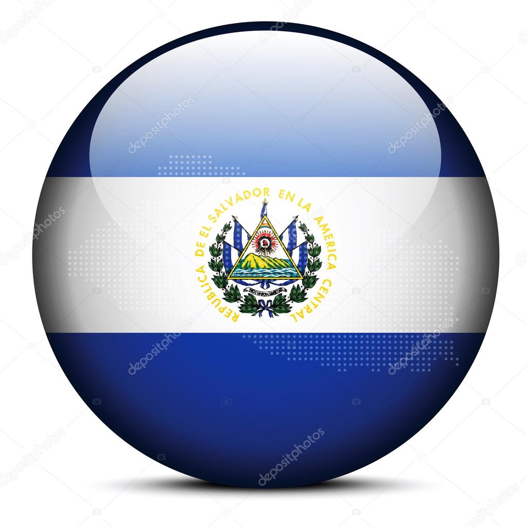 Map with Dot Pattern on flag button of Republic of El Salvador