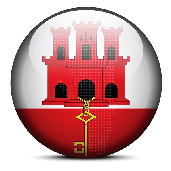 Mapa com Dot Pattern no botão de bandeira de Gibraltar — Vetor de Stock