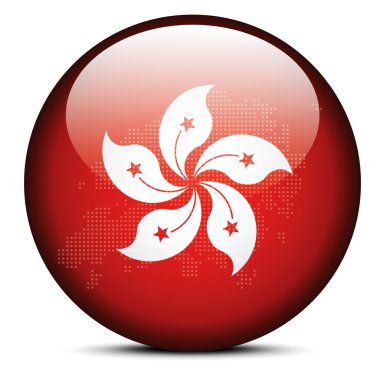 Nokta deseni ile Hong Kong ÖİB Çin'in bayrak düğmesini göster