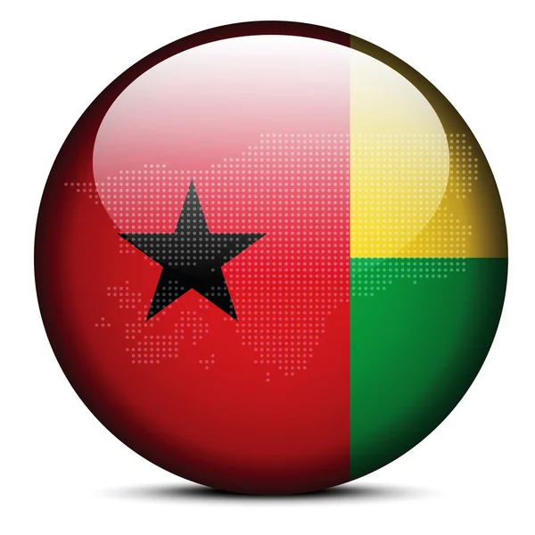 Karte mit Punktemuster auf Flaggenknopf von Guinea-Bissau — Stockvektor