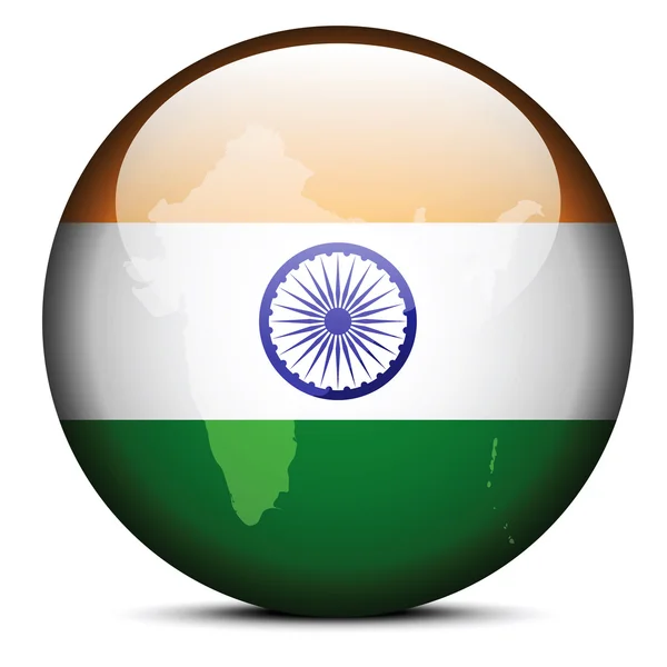 Karta på flaggan knappen i Indien — Stock vektor