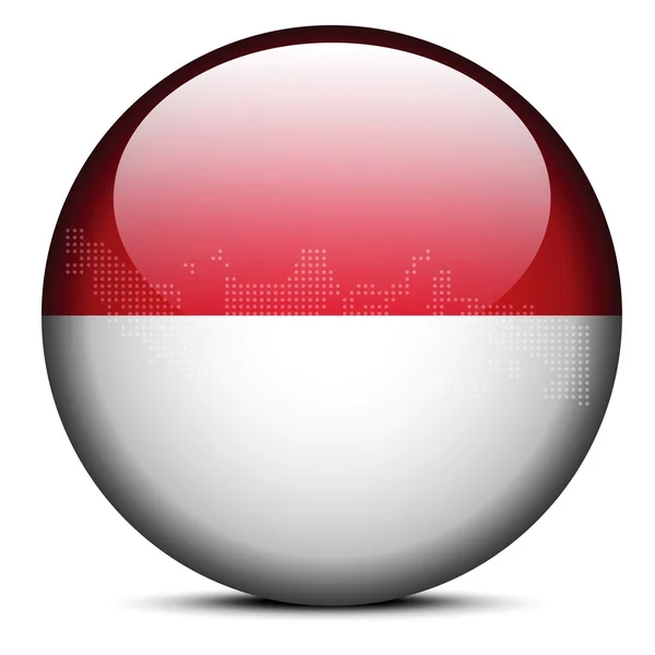 Kaart met Dot patroon op de knop markeren van Indonesië — Stockvector