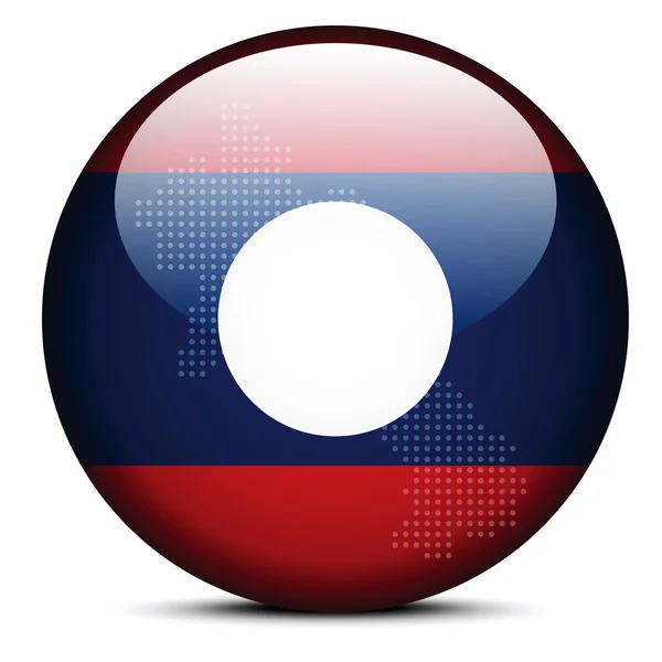 Carte avec motif de points sur le bouton drapeau du Laos — Image vectorielle