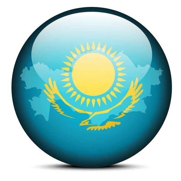 Map on flag button Kazakhstan — Stock Vector