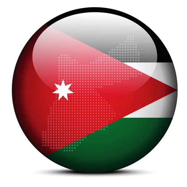 Mapa con patrón de puntos en el botón de bandera de Jordania — Vector de stock
