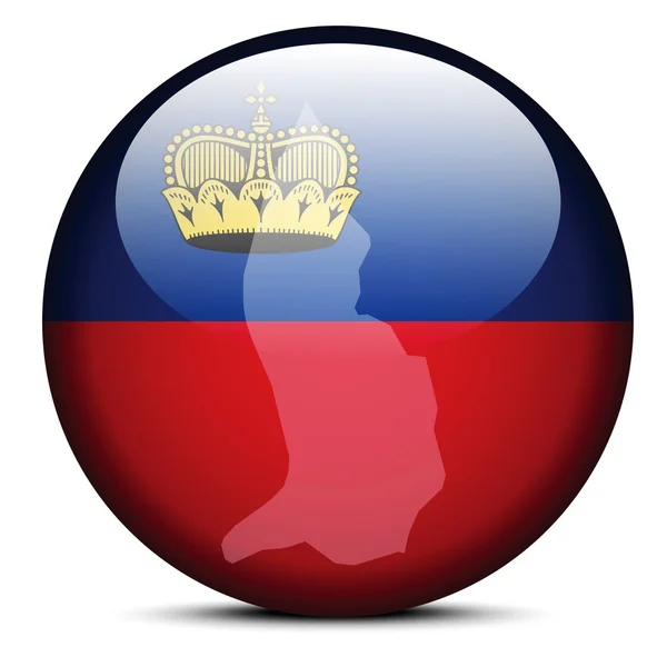 Mapa en el botón de bandera de Liechtenstein — Archivo Imágenes Vectoriales