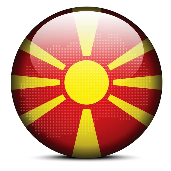Karta med punktmönster på flaggan knapp av Makedonien — Stock vektor
