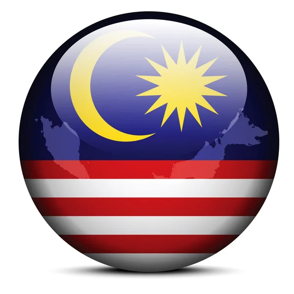 Mapa en el botón de bandera de Malasia — Archivo Imágenes Vectoriales