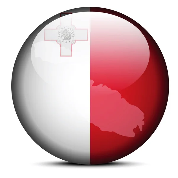 Χάρτη στο κουμπί σημαία της Μάλτας — Διανυσματικό Αρχείο