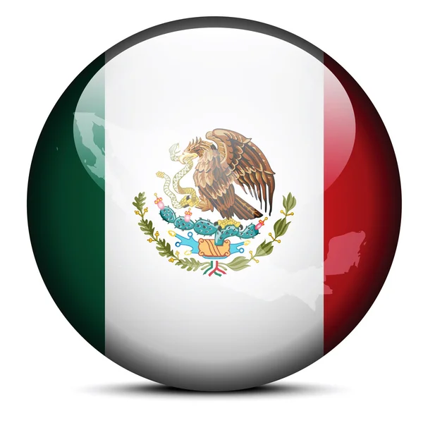 Map on flag button of United Mexican States — Stock Vector