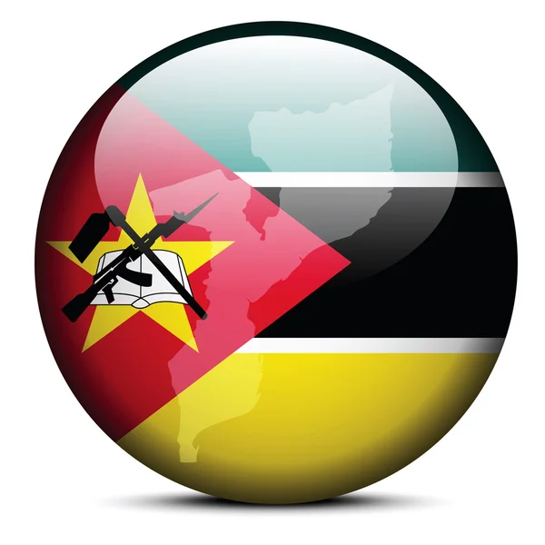 Carte sur le bouton de drapeau de République Mozambique — Image vectorielle