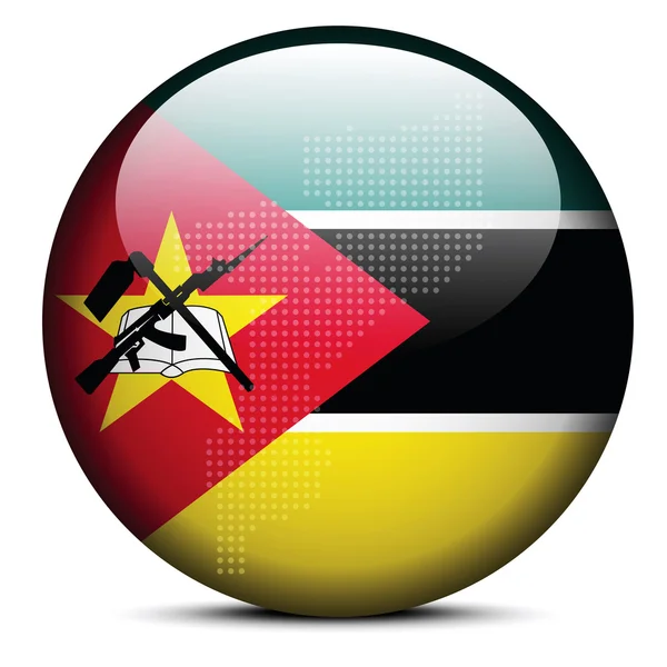 Carte avec motif de points sur le bouton drapeau de la République du Mozambique — Image vectorielle