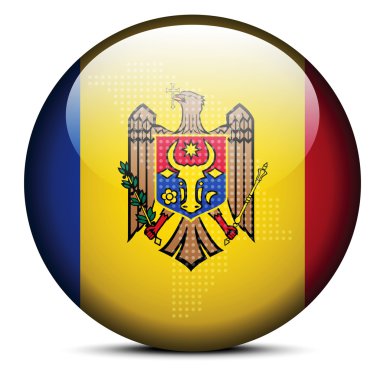 Map with Dot Pattern on flag button of Republic  Moldova clipart