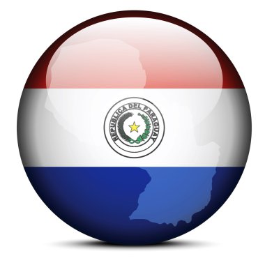 Map on flag button of Republic of Paraguay clipart