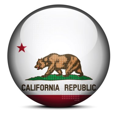 Map with Dot Pattern on flag button of USA California State clipart