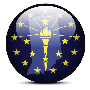 Map on flag button of USA Indiana State clipart