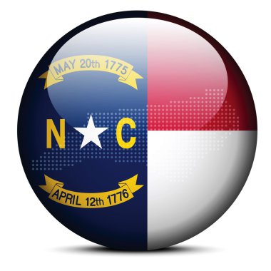 Map with Dot Pattern on flag button of USA North Carolina State clipart