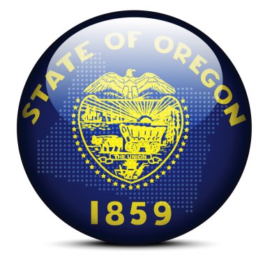 Map with Dot Pattern on flag button of USA Oregon State clipart