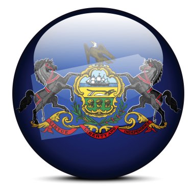 Map on flag button of USA Pennsylvania State clipart