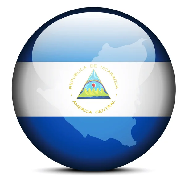 Map on flag button of Republic  Nicaragua — Stock Vector