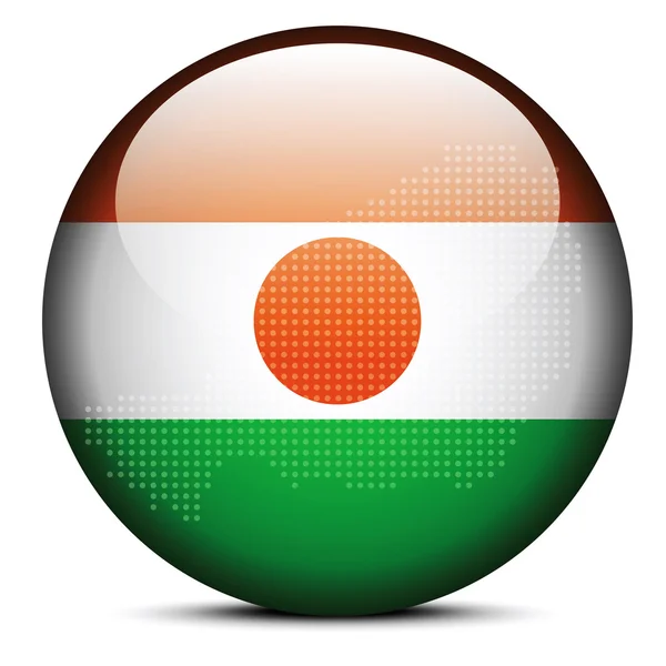 Carte avec motif de points sur le bouton drapeau de la République du Niger — Image vectorielle