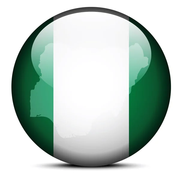 Carte sur le bouton de drapeau de République Fédérale Nigeria — Image vectorielle