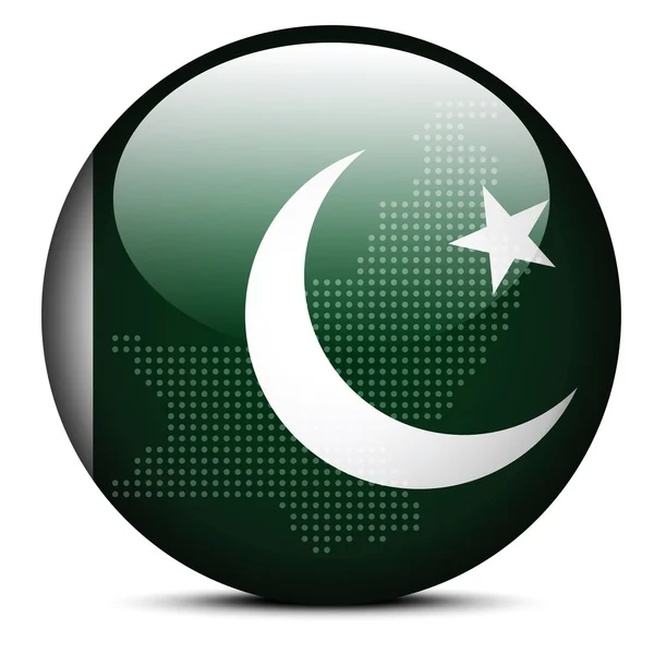 Mapa con patrón de puntos en el botón de bandera de República Islámica Pakista — Archivo Imágenes Vectoriales