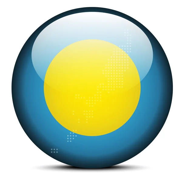 Carte avec motif de points sur le bouton drapeau de la République Palaos — Image vectorielle