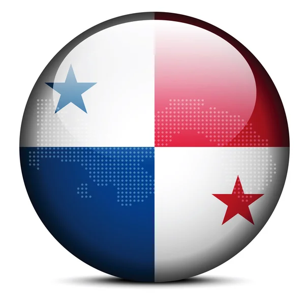 Karte mit Punktmuster auf Flaggenknopf der Republik Panama — Stockvektor