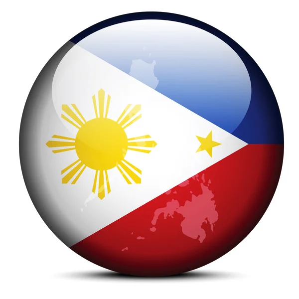 Map on flag button of Republic  the Philippines — Stock Vector