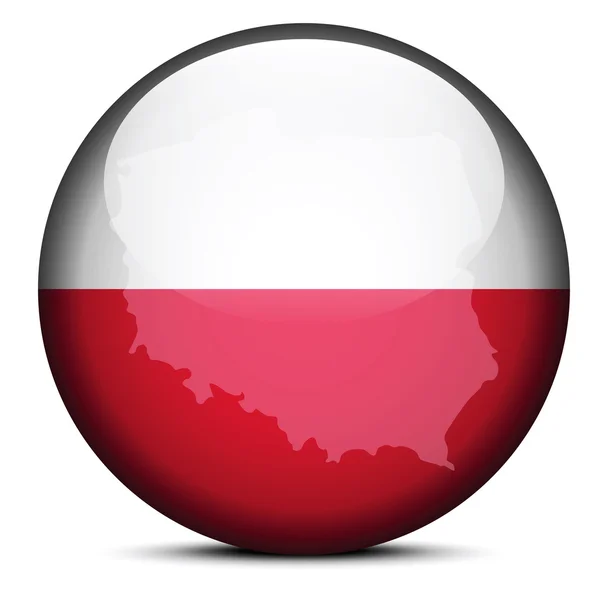 Mapa en el botón de la bandera de Republic Poland — Vector de stock