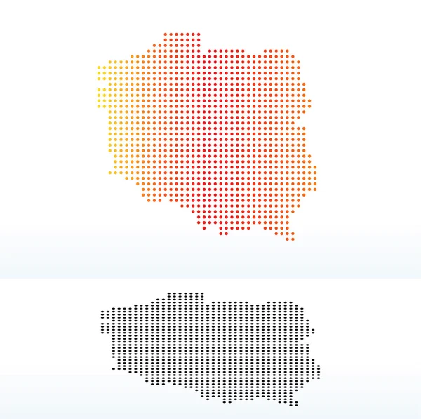 Carte de la République de Pologne avec motif de points — Image vectorielle