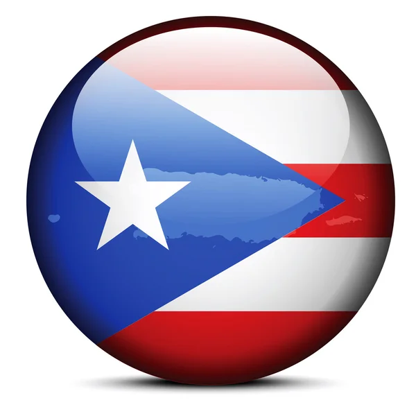 Map on flag button of Freely Associated State  Puerto Rico — Stock Vector