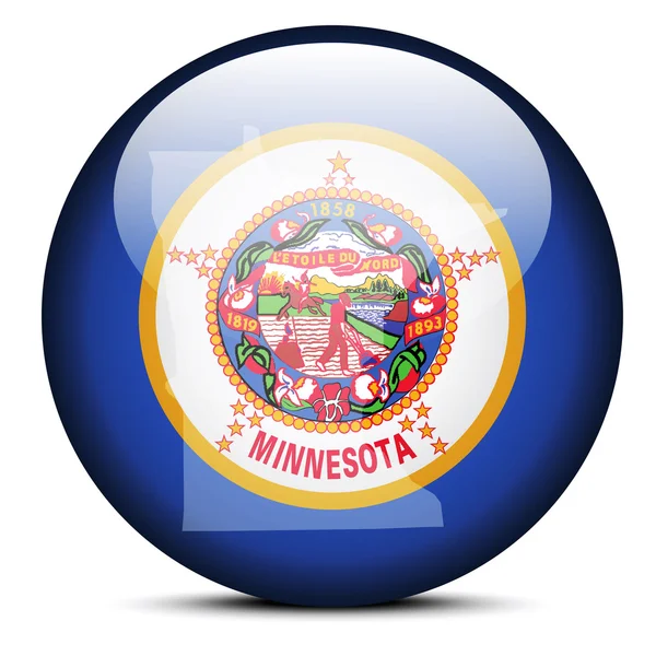 Map on flag button of USA Minnesota State — Stock Vector