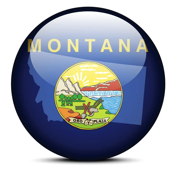 Carte sur le bouton drapeau de l'État du Montana aux États-Unis — Image vectorielle