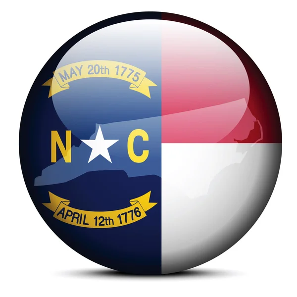 Map on flag button of USA North Carolina State — Stock Vector