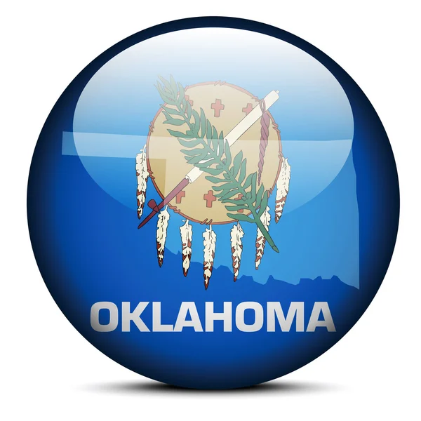 Carte sur le bouton de drapeau de l'État de l'Oklahoma aux États-Unis — Image vectorielle