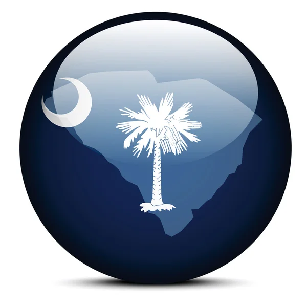 Mapa en el botón de bandera de USA South Carolina State — Archivo Imágenes Vectoriales