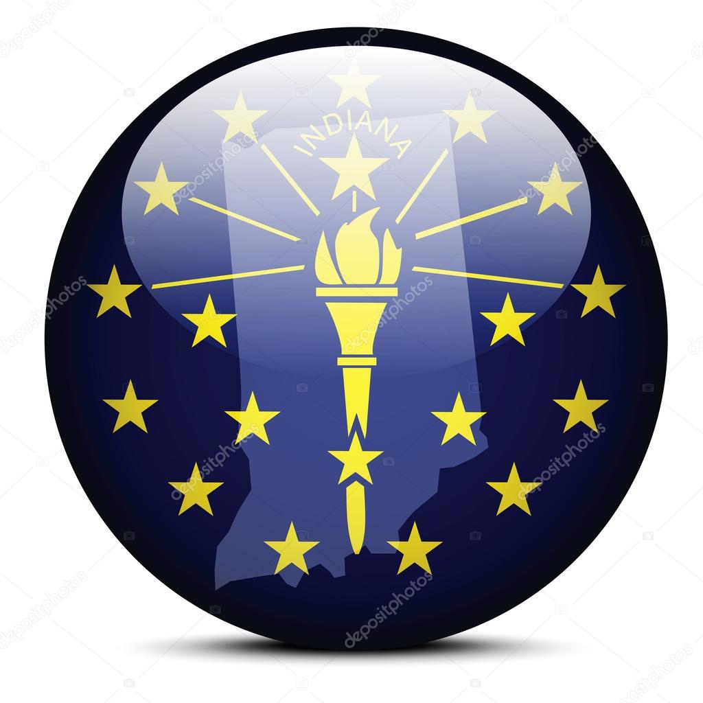 Map on flag button of USA Indiana State