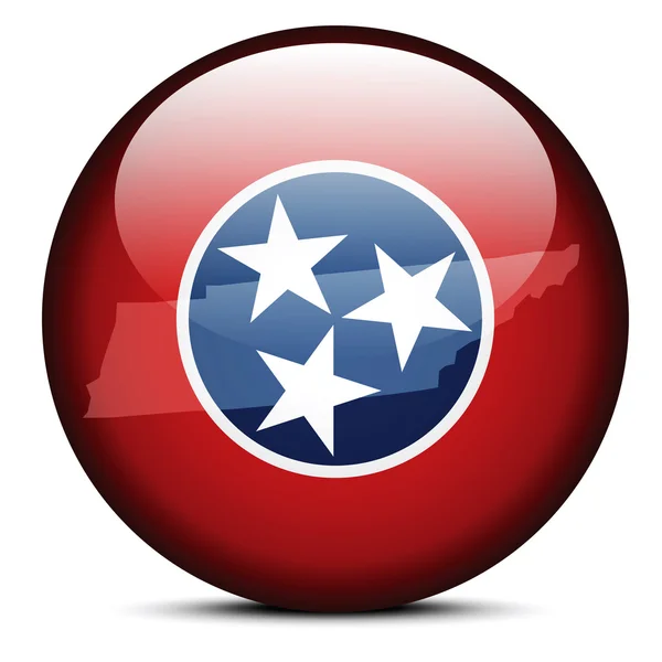Map on flag button of USA Tennessee State — Stock Vector