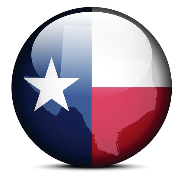 Map on flag button of USA Texas State — Stock Vector