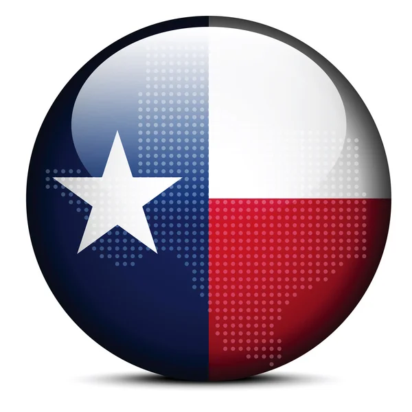 Mapa con patrón de puntos en el botón de bandera de Estados Unidos Texas State — Archivo Imágenes Vectoriales