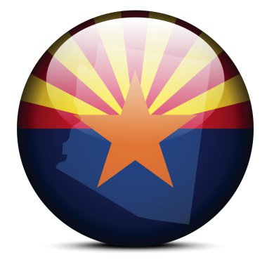 Map on flag button of USA Arizona State clipart