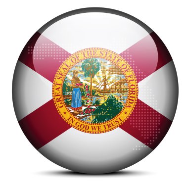 Map with Dot Pattern on flag button of USA Florida State clipart