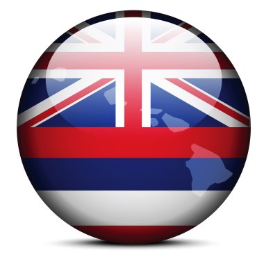 Map on flag button of USA Hawaii State clipart