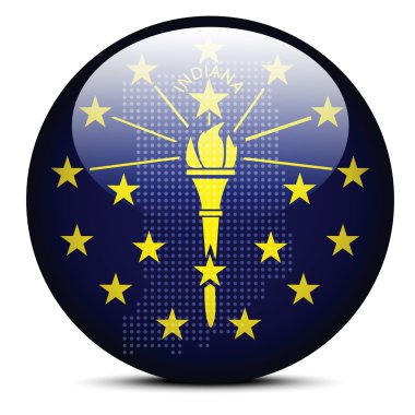 Map with Dot Pattern on flag button of USA Indiana State clipart